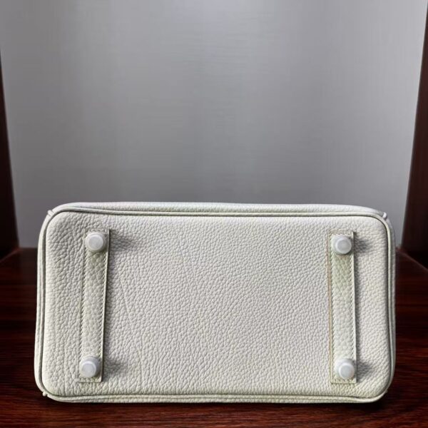 Birkin25 authentic hand-sewn Handcrafted Pearl Grey Togo Silver sophisticated Hand stitched
