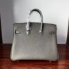 Birkin25 Hand stitched Handcrafted Graphite Grey,  Saddle stitch Niloticus Crocodile, Palladium Hardware authentic hand-sewn sophisticated