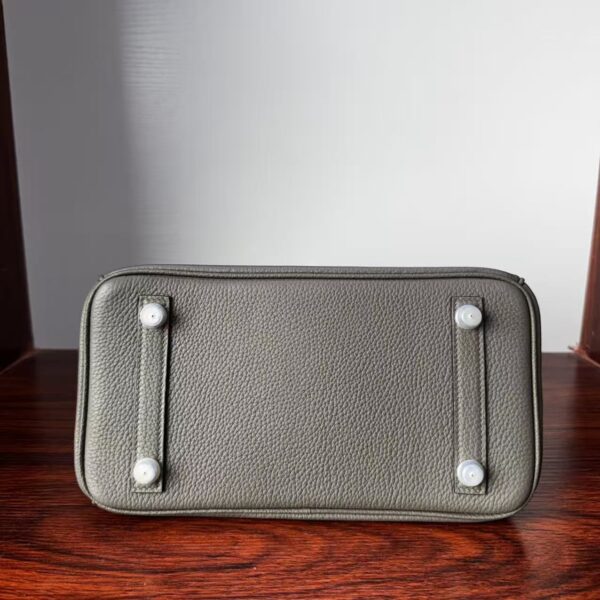 Birkin25 Hand stitched Handcrafted Graphite Grey,  Saddle stitch Niloticus Crocodile, Palladium Hardware authentic hand-sewn sophisticated