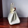 Birkin 25 Handcrafted Hand stitched Alligator Vanilla / Togo Mushroom White, Silver Hardware authentic hand-sewn Saddle stitch
