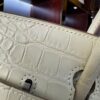 Birkin 25 Handcrafted Hand stitched Alligator Vanilla / Togo Mushroom White, Silver Hardware authentic hand-sewn Saddle stitch