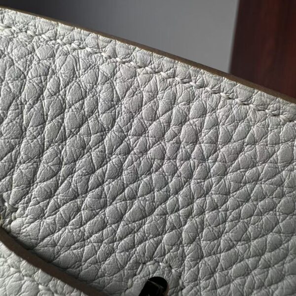 Birkin25 Handcrafted Togo authentic hand-sewn Leather Mushroom White Silver Hardware Saddle stitch Hand stitched 6 Birkin25 Handcrafted Togo authentic hand-sewn Leather Mushroom White Silver Hardware Saddle stitch Hand stitched