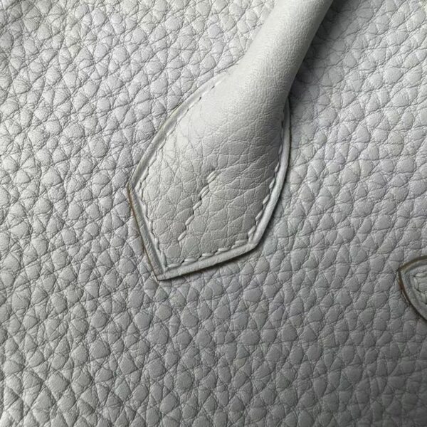 Birkin25 Handcrafted Togo authentic hand-sewn Leather Mushroom White Silver Hardware Saddle stitch Hand stitched 7 Birkin25 Handcrafted Togo authentic hand-sewn Leather Mushroom White Silver Hardware Saddle stitch Hand stitched