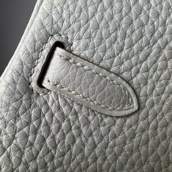 Birkin25 Handcrafted Togo authentic hand-sewn Leather Mushroom White Silver Hardware Saddle stitch Hand stitched 8 Birkin25 Handcrafted Togo authentic hand-sewn Leather Mushroom White Silver Hardware Saddle stitch Hand stitched