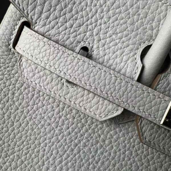 Birkin25 Handcrafted Togo authentic hand-sewn Leather Mushroom White Silver Hardware Saddle stitch Hand stitched 9 Birkin25 Handcrafted Togo authentic hand-sewn Leather Mushroom White Silver Hardware Saddle stitch Hand stitched