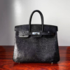 Birkin 25 Black Lizard Skin with Silver Hardware authentic hand-sewn sophisticated 10 Birkin 25 Black Lizard Skin with Silver Hardware authentic hand-sewn sophisticated