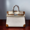 Birkin 25 Canvas & Togo Leather in Gold Brown with Silver Hardware 10 Birkin 25 Canvas & Togo Leather in Gold Brown with Silver Hardware