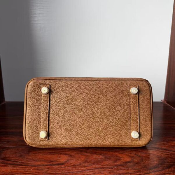 Birkin 25 Handcrafted  Saddle stitch Shiny American Alligator, Gold Brown, Gold Hardware Hand stitched authentic hand-sewn