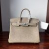 Birkin 25 Saddle stitch authentic hand-sewn Togo Leather in Trench Grey with Silver Hardware Hand stitched Handcrafted