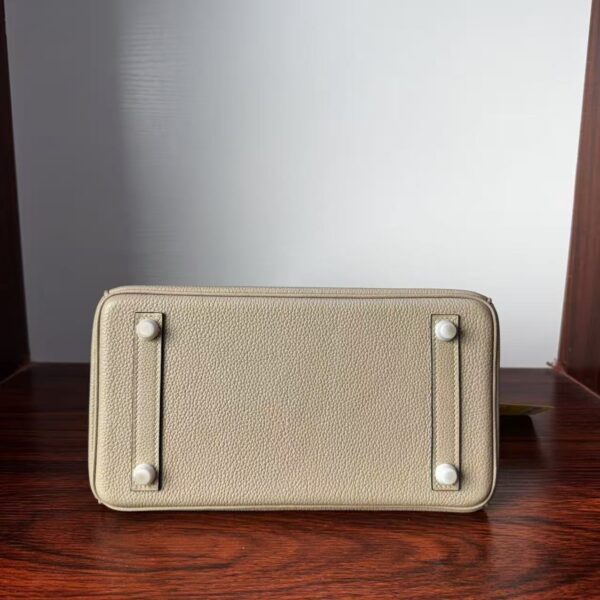 Birkin 25 Saddle stitch authentic hand-sewn Togo Leather in Trench Grey with Silver Hardware Hand stitched Handcrafted