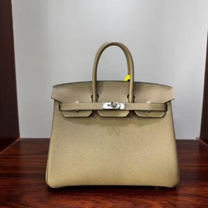 Birkin 25 Saddle stitch authentic hand-sewn in Malta Togo Leather with Silver Hardware  Hand stitched Handcrafted