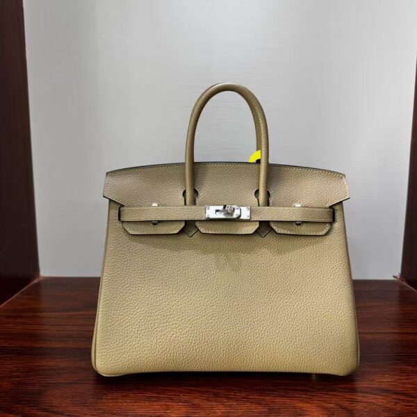 Birkin 25 Saddle stitch authentic hand-sewn in Malta Togo Leather with Silver Hardware  Hand stitched Handcrafted