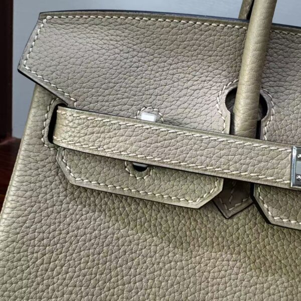 Birkin 25 Saddle stitch authentic hand-sewn in Malta Togo Leather with Silver Hardware  Hand stitched Handcrafted