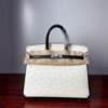 Birkin 25 Ostrich Black/White Silver Hardware authentic hand-sewn sophisticated