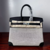 Birkin 25 Cargo Black Canvas Swift Leather Palladium Hardware Saddle stitch