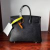 Birkin 25 Saddle stitch authentic hand-sewn Black Barenia Faubourg Saddle Leather Silver Hardware Hand stitched Handcrafted 12 Birkin 25 Saddle stitch authentic hand-sewn Black Barenia Faubourg Saddle Leather Silver Hardware Hand stitched Handcrafted
