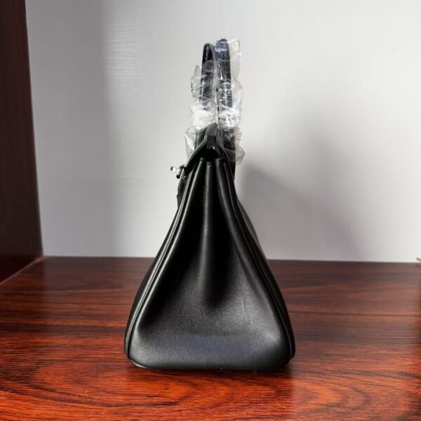 Birkin 25 Hand stitched Handcrafted Black Swift & Lizard Skin, Silver Touch Hardware Saddle stitch authentic hand-sewn
