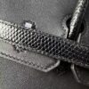 Birkin 25 Hand stitched Handcrafted Black Swift & Lizard Skin, Silver Touch Hardware Saddle stitch authentic hand-sewn
