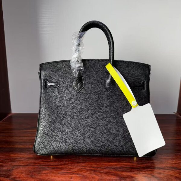 Birkin 25 Black Togo Leather with Lizard Skin Trim, Gold Hardware