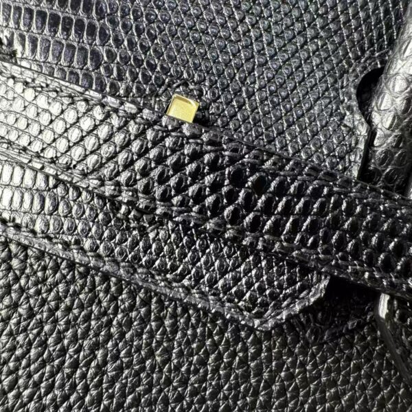 Birkin 25 Black Togo Leather with Lizard Skin Trim, Gold Hardware