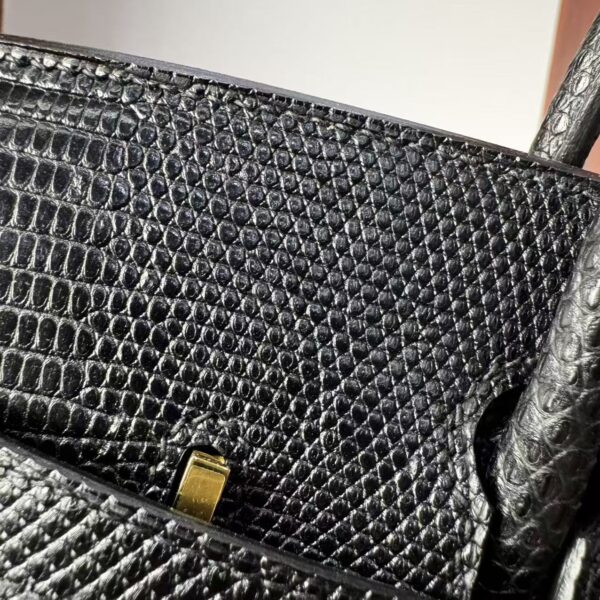 Birkin 25 Black Togo Leather with Lizard Skin Trim, Gold Hardware