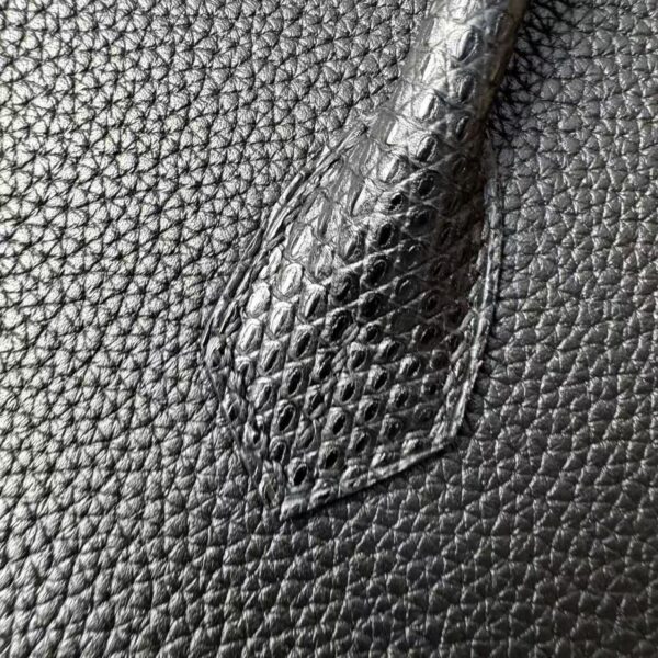 Birkin 25 Black Togo Leather with Lizard Skin Trim, Gold Hardware