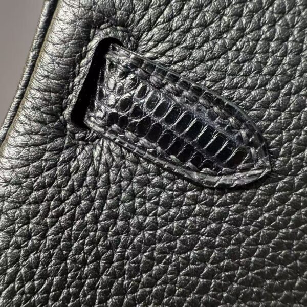 Birkin 25 Black Togo Leather with Lizard Skin Trim, Gold Hardware