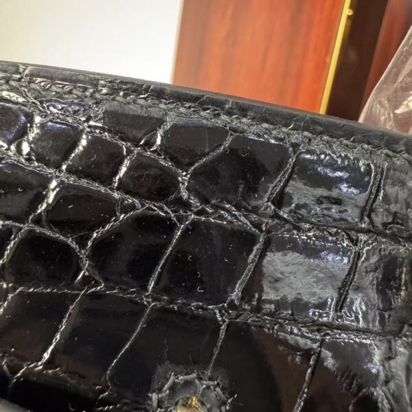 Birkin 25 Handcrafted Saddle stitch Touch Noir Black Nile Crocodile Gold Hardware Hand stitched authentic hand-sewn 5 Birkin 25 Handcrafted Saddle stitch Touch Noir Black Nile Crocodile Gold Hardware Hand stitched authentic hand-sewn